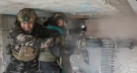 Russian fighters are using a 23mm to fire at Ukrainian positions with the aid of a thermal optic