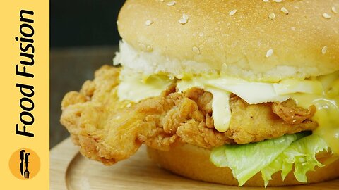 Crispy Chicken Burger recipe-its batter then a Zinger - Food Fussion