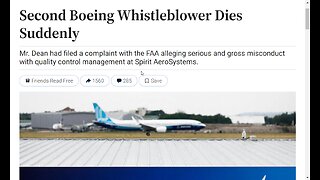 Second Boeing Whistleblower Dies Suddenly