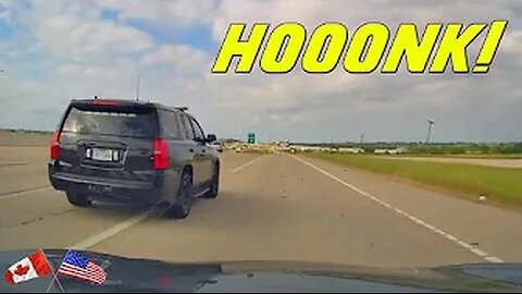 COP CUTS DRIVER OFF AND THEN PULLS HIM OVER FOR HONKING