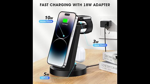 Wireless Charger iPhone Charging Station: 3 in 1 Charger, link and details in description