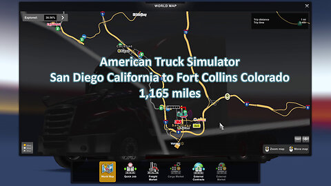 American Truck Simulator. San Diego California to Fort Collins Colorado. 1,165 miles (no talking)