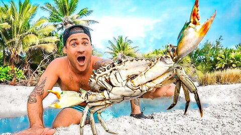 Giant Crab On Tropical Island Catch And Cook