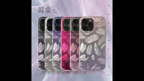 Fashion Glitter Gradient Purple Feather Transparent Shockproof Protection Case for iPhone
