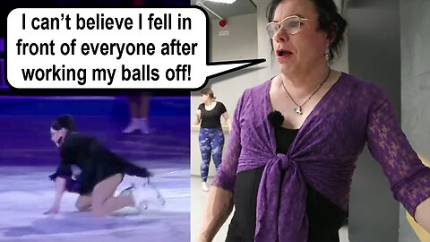 Stunning & Brave: Tranny Figure Skater who SUCKS at Ice Skating allowed to Lead the Show! ⛸️🤡 🌎