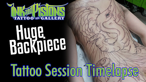 Tattooing a Large Japanese Crane Backpiece - Session 1