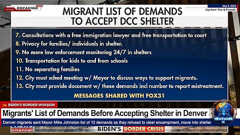 Migrants' List of 13 Demands Before Accepting Shelter
