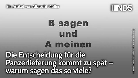 Die Entscheidung für die Panzerlieferung kommt zu spät – warum sagen das so viele? | Albrecht Müller