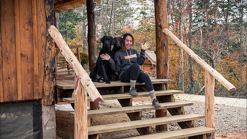 HOW I BUILT MY FRONT PORCH HANDRAIL FOR THE STEPS | OFF GRID TIMBER FRAME CABIN