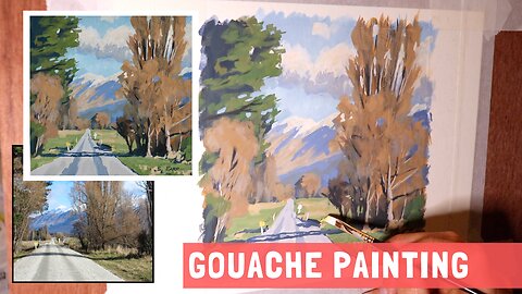 How to Paint a WINTER LANDSCAPE Using GOUACHE Paint