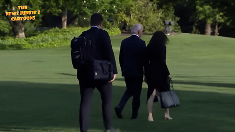Surrounded by his handlers, Creepy Biden as known as president shuffles off to Delaware for another long weekend of rest.