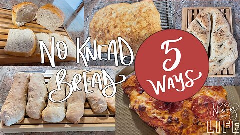 NO KNEAD BREAD - 5 MORE WAYS | PANNED LOAF | FOCACCIA | FOUGASSE | FICELLES | PIZZA CRUST