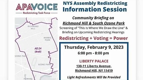 The Our Community Richmond Hill and South Ozone Park Info Session liberty Banquet Hall Queens 2/9/23