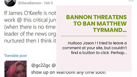 Bannon threatens to ban Matthew Tyrmand…
