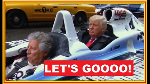 Formula 1 champion Mario Andretti gives Donald Trump a ride