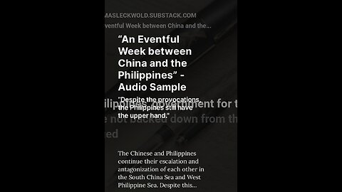 “An Eventful Week between China and the Philippines” - Audio Sample