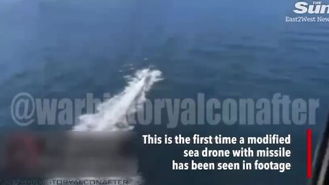 Russian helicopter attack Ukraine sea drone, but find it has a missile to defend itself
