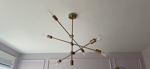 PUZHI HOME Sputnik Chandeliers, 8 Light Modern Ceiling Light Fixture Mid Century Brushed Nickel...