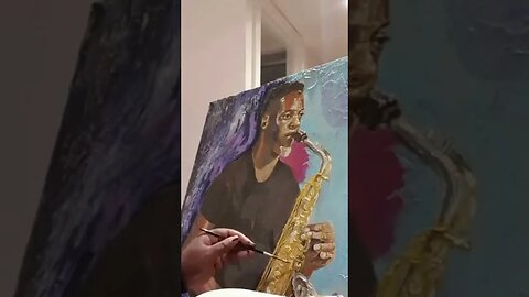 Speed Painting a Jazz Musician Portrait 😁 Using Acrylics in 60s @tvasart #viral #shorts #subscriber