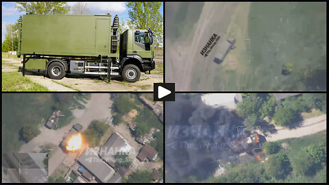Izium region: Russian Lancet UAV burns Ukrainian Khortytsia-M Mobile Communications vehicle
