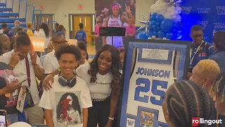 Raven Johnson gets jersey retired at Westlake High School