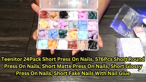 Teenitor 24Pack Short Press On Nails, 5