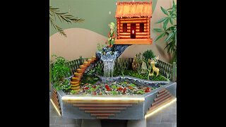 Make a beautiful mini waterfall aquarium from cement