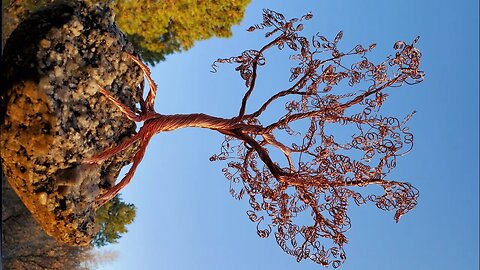 "Wire Tree" Copper wire sculpture on a granite base. Hand made wire tree sculpture for ArtForOUR.org