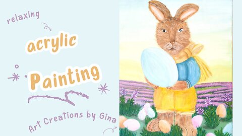 Wonders of Spring: Rabbit with Eggs & Lavenders - Acrylic Painting Tutorial 🐇🥚💮