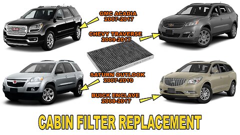 GMC Acadia (Traverse, Enclave, Outlook) Cabin Filter Replacement - No Tools Necessary