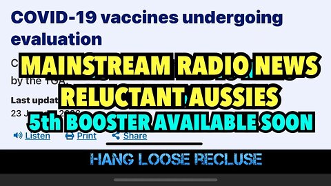 GROWING RELUCTANCE | 5th Booster Available Soon in Australia | MSM NEWS