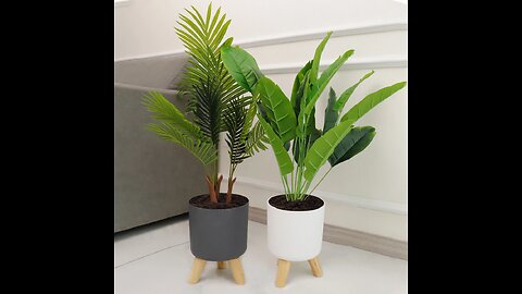 Self Watering Flower Pot with Wood Legs Floor-standing Flowerpot Plant