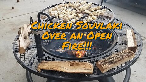 Chicken Souvlaki...Open Fire...Freezing Cold Winter...#firepit #fire #chicken #bbq #souvlaki