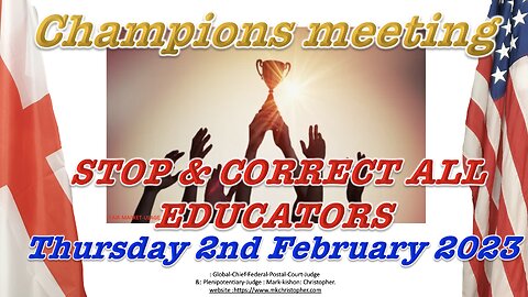 Champion's meeting Schools are NEXT! STOP & CORRECT.