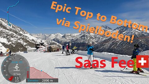 [4K] Skiing Saas Fee, Epic Top to Bottom via Spielboden (Black/Red) Wallis Switzerland, GoPro HERO9