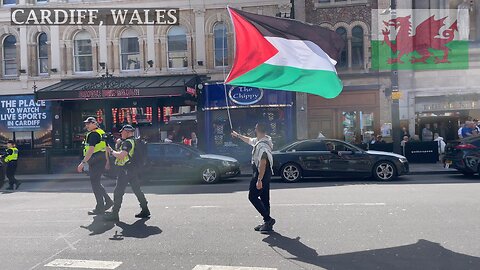 Students Rise Up - March for Palestine. Caroline Street, Cardiff Wales