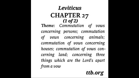 Leviticus Chapter 27 (Bible Study) (1 of 2)