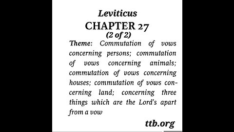 Leviticus Chapter 27 (Bible Study) (2 of 2)