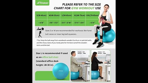 Stability Ball Chair for Office - Ergonomic SeatingLabor Birthing PregnancyYoga Balance Stabi...