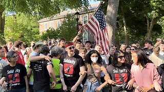 Fraternity Brothers Sing National Anthem Outside Pro-Palestine Encampment at Rutgers