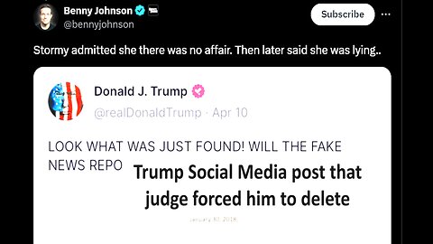 Trumps Tweets that judge ordered him to take down, gag order everyone can talk but Trump