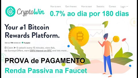 💥Faucet CryptoWyn💥PROVA de PAGAMENTO💥Rendimentos Passivos de 0 7% ao dia.