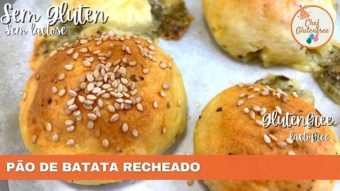 Pão de Batata Recheado - Sem Glúten e Sem Lactose