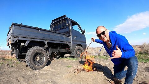 MINI TRUCK Camping & WATER TOWER BUILD at my OFF GRID Property!!!