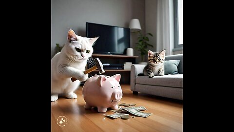 Kind Cat Saves Money to help Homeless Cats! 🐱❤️ #cat #cutecat #aicat