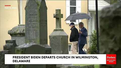 Biden departs church, media camerman oddly films him with gravestones in frame.