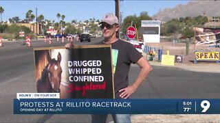 Animal rights group protests at Rillito Park Racetrack