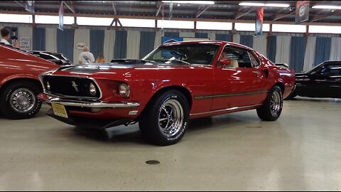 1969 Ford Mustang Mach 1 in Red & 428 Cobra Jet Engine Sound on My Car Story with Lou Costabile