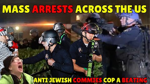 PRO PALESTINE COMMIES COP A BEATING
