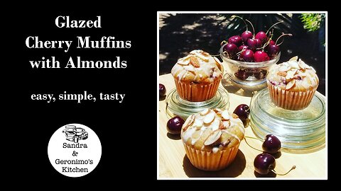 Glazed Cherry Muffins with Almonds